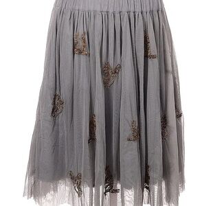 Vintage Moulinette Soeurs Gray Tulle Skirt with Embroidery